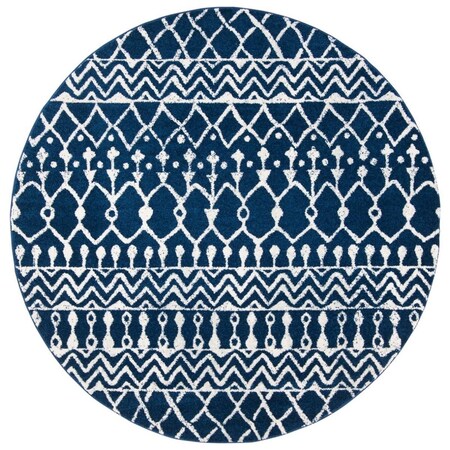Safavieh 8 x 8 ft. Tulum Contemporary Round Power Loomed Rug; Navy & Ivory TUL270N-8R